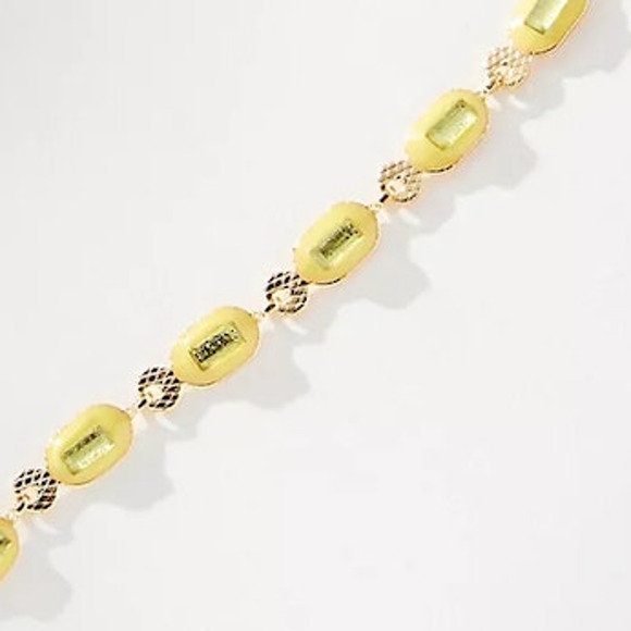 ANTHROPOLOGIE NWT ONE 1 14K Plated Linked Crystal Bracelet YELLOW 6.5-7.5" - Picture 3 of 5